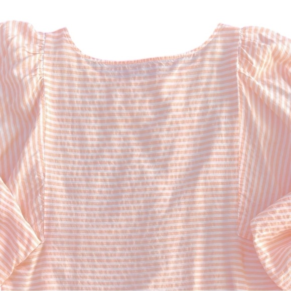 SAMPLE EUC Puff Sleeve Blouse in Apricot Seersucker Size M - Picture 4 of 10